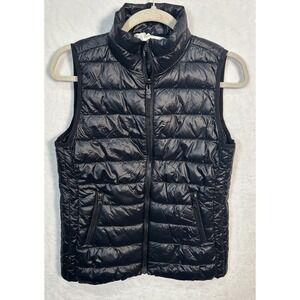 Lou & Grey‎ Puffer Jacket Vest Women's Black Shiny Full Zip Jacket XXS